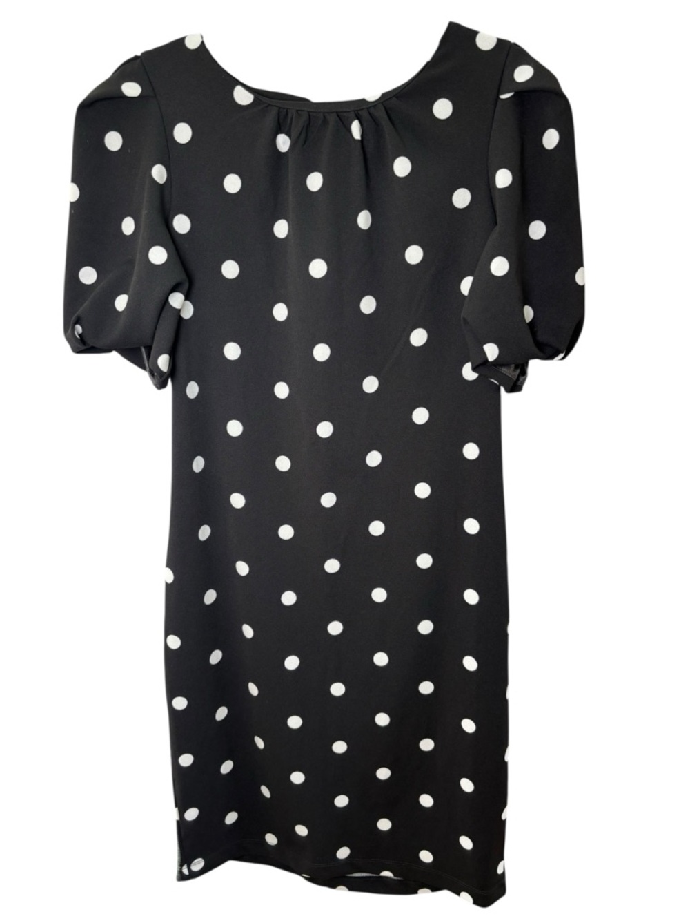 NY&C Black & White Polka Dot Kentucky Derby Midi Short Slv Dress Women’s Size M - Picture 2 of 7